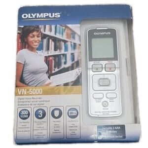Olympus VN-5000 Digital Voice Recorder Tested Includes Batteries, Manual + Box.